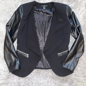 Black Blazer with Leather Sleeves — H&M — size 12 (L)